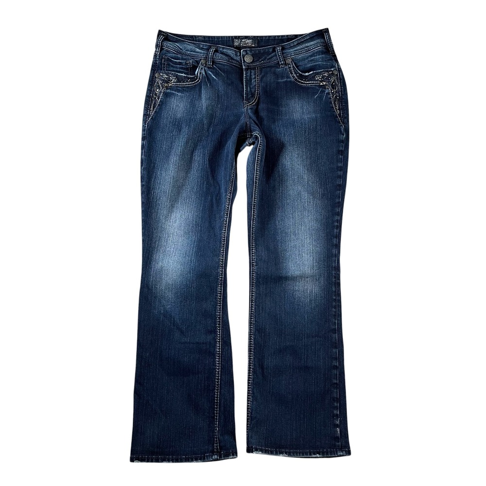 Silver Jeans Suki 17 Mid Bootcut Dark Wash Denim Jeans Size Measured W34 L30